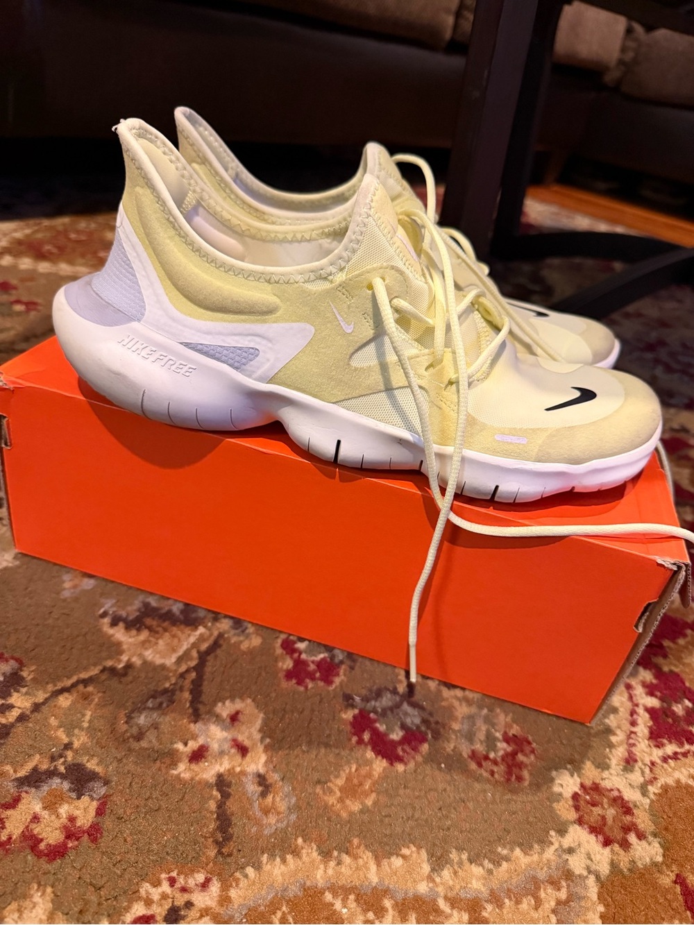 Nike Light Cream/Beige Training Sneakers with Black Swoosh - Picture 2 of 2